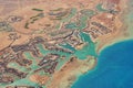 Aerial view of El Gouna a luxury Egyptian tourist resort located on the Red Sea 20 kilometres north of Hurghada. Royalty Free Stock Photo