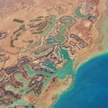 Aerial view of El Gouna a luxury Egyptian tourist resort located on the Red Sea 20 kilometres north of Hurghada. Royalty Free Stock Photo