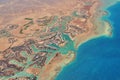 Aerial view of El Gouna a luxury Egyptian tourist resort located on the Red Sea 20 kilometres north of Hurghada.