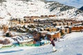 Aerial view of El Tarter - a village in Pyrenees Mountains, Andorra Royalty Free Stock Photo