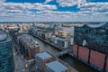 Aerial View on Elbphilharmonie in Hamburg. Summer city landscape. Royalty Free Stock Photo