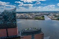 Aerial View on Elbphilharmonie in Hamburg. Summer city landscape. Royalty Free Stock Photo