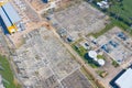 Aerial view of electricity generating, voltage poles. Power lines on utility tower and cable wires in energy electric technology, Royalty Free Stock Photo