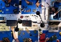 Aerial view of electronics technicians team working on computer Royalty Free Stock Photo