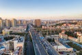 Aerial view of elevated road at dusk Royalty Free Stock Photo