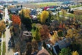 Aerial view of Elora, Ontario, Canada in fall color Royalty Free Stock Photo