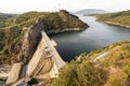 Aerial view of the Embalse de Barcena, a gravity dam in the El Bierzo region Royalty Free Stock Photo