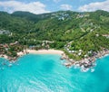Aerial view of emerald tropical sea, Coral Cove Beach Royalty Free Stock Photo