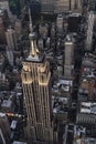 Aerial view of the Empire State Building in New York City, Manhattan Royalty Free Stock Photo