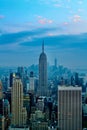 Aerial view of Empire State Building at sunset in New York, USA Royalty Free Stock Photo