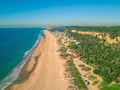 Aerial View Empty Sandy Beach with Small Waves Royalty Free Stock Photo