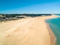 Aerial View Empty Sandy Beach with Small Waves Royalty Free Stock Photo