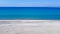 Aerial view of empty tropic sand beach and blue sea