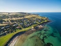 Aerial view of Emu bay town and pier. Kangaroo Island, South Australia. Royalty Free Stock Photo