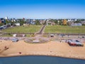 Aerial view of Encarnacion in Paraguay overlooking the San Jose beach. Royalty Free Stock Photo