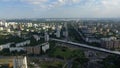 An aerial view of an endless urbanscape on a sunny day