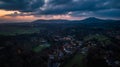 Aerial View of Enniskerry Village at the Break of Dawn