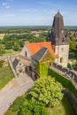 Aerial view of the entrance tower of the castle in Bad Bentheim
