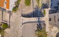 Aerial shot of the Old medieval tower of Korcula town Royalty Free Stock Photo