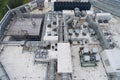 Aerial view of the equipment on the roof a modern building Royalty Free Stock Photo