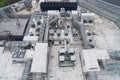 Aerial view of the equipment on the roof a modern building Royalty Free Stock Photo