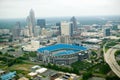 Aerial view of Ericcson Stadium and Charlotte, NC