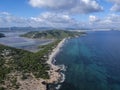 Aerial view of Es Cavallet beach, Ibiza. Spain. Royalty Free Stock Photo