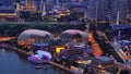 Aerial view of Esplanade Theatre outdoor, Downtown Singapore city in Marina Bay area. Financial district and skyscraper buildings Royalty Free Stock Photo