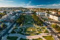 Aerial view from Estoril garden and the Casino Estoril in the end of the garden Royalty Free Stock Photo