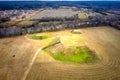 Aerial view of Etowah Indian Mounds Historic Site in Cartersville Georgia Royalty Free Stock Photo