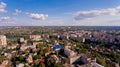 Aerial view of a European city.