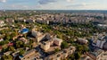 Aerial view of a European city.