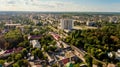 Aerial view of a European city.