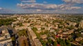 Aerial view of a European city.