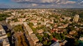 Aerial view of a European city.