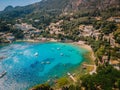 Aerial view of european paradise beach. Royalty Free Stock Photo