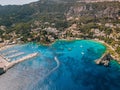 Aerial view of european paradise beach. Royalty Free Stock Photo