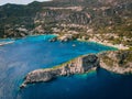 Aerial view of european paradise beach. Royalty Free Stock Photo