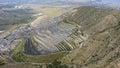 Aerial view of the excavation in a opensky quarry in Alicante, Spain.