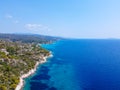 Aerial view of exotic blue clear sea and tropic coast