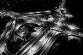 Aerial view Expressway motorway highway circus intersection at Night time Top view , Road traffic in city Royalty Free Stock Photo