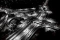 Aerial view Expressway motorway highway circus intersection at Night time Top view , Road traffic in city Royalty Free Stock Photo