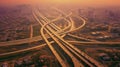 Aerial view of Expressway, Road traffic an important infrastructure of the capital. Generative Ai