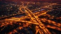 Aerial view of Expressway, Road traffic an important infrastructure of the capital. Generative Ai