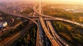 Aerial view of Expressway, Road traffic an important infrastructure of the capital. Generative Ai