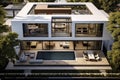 Aerial of High-End Poolside Outdoor Multi Level Living Space