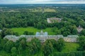 Aerial view of the facade of the Znamenka estate palace on a sunny summer day. Znamensky palace in Peterhof Royalty Free Stock Photo