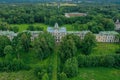 Aerial view of the facade of the Znamenka estate palace on a sunny summer day. Znamensky palace in Peterhof Royalty Free Stock Photo