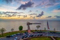 Aerial view of the Fairhope Pier on Mobile Bay, Alabama at sunset Royalty Free Stock Photo