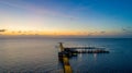 Aerial view of the Fairhope Pier on Mobile Bay, Alabama at sunset Royalty Free Stock Photo